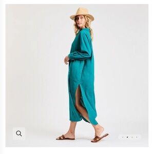 notPERFECTLINEN Teal Maxi Shirt Dress